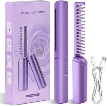 Meneflix Rechargeable Mini Hair Straightener – Cordless Hot Comb