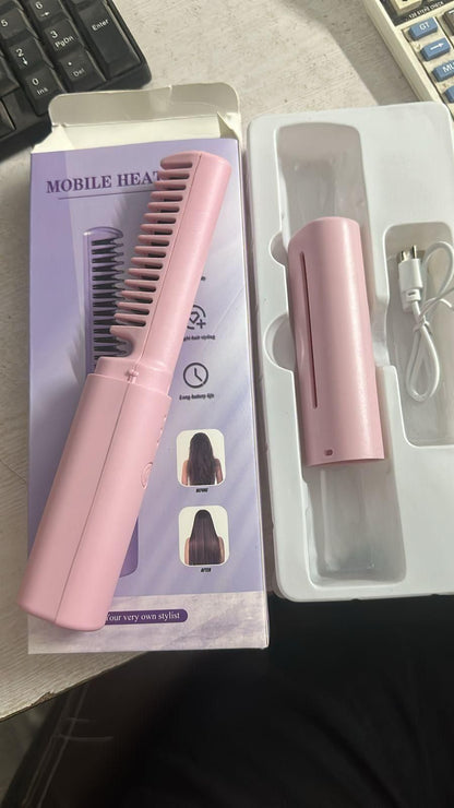 Meneflix Rechargeable Mini Hair Straightener – Cordless Hot Comb
